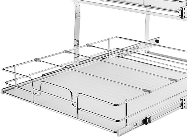2-tier Pull-out Cabinet Organizer Heavy-duty Sliding Shelf System_voghion.com